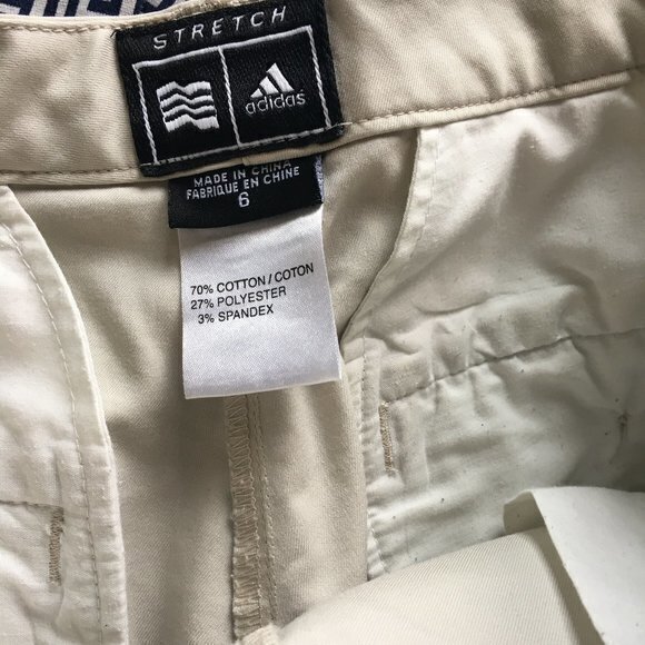 ADIDAS STRETCH SHORTS ATHLETIC WOMENS‎ SIZE 6 IVORY Climalite Dry GLOF - Picture 5 of 6